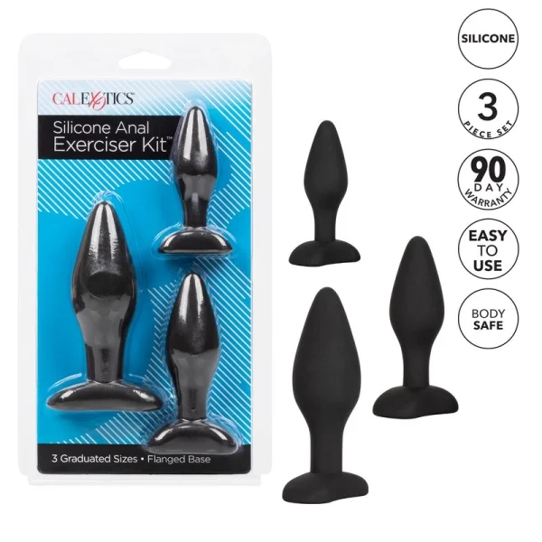 CalExotics Silicone Anal Exerciser Kit - 3 Butt Plugs for Anal Training