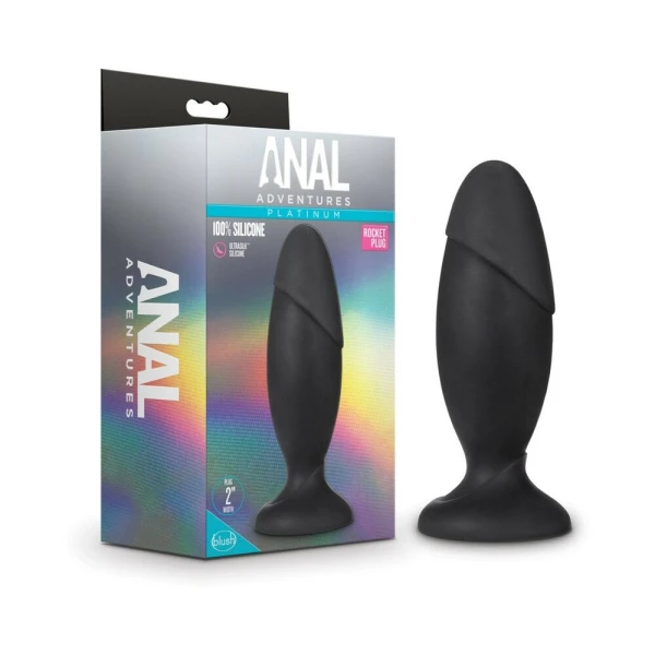 Blush Anal Adventures Platinum Silicone Rocket Plug - Black — image 6 of 6