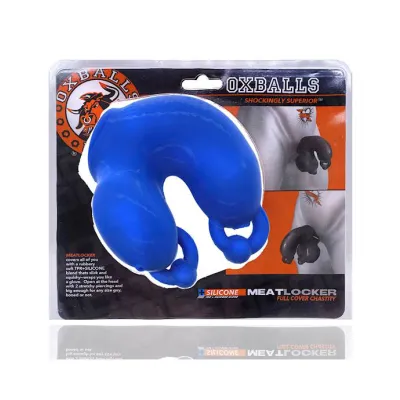 Meatlocker Chastity Cage Blue 4 75 Inch