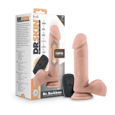 Dr Skin Silicone Dr Beckham 7 Inch Thumping Dildo With Remote Control Vanilla