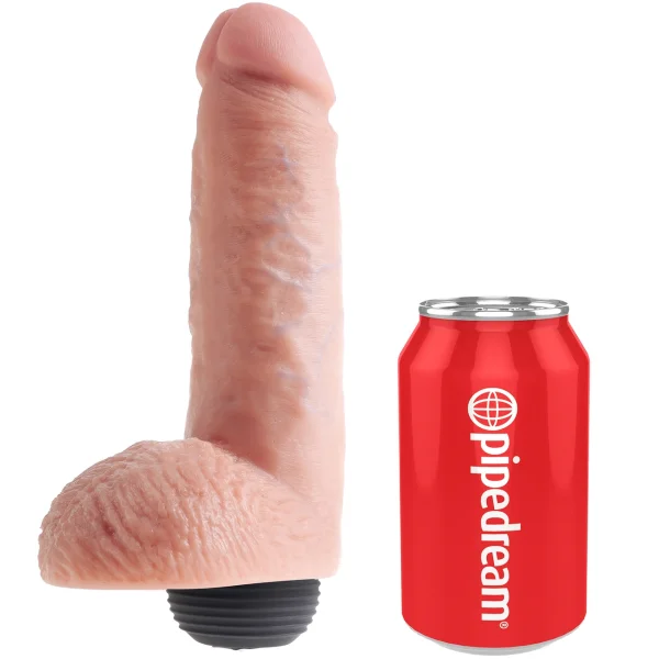 King Cock 8" Squirting Cock With Balls - Vanilla