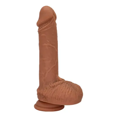 Realistic Feel Brown Silicone Dildo With Balls For Orgasmic Internal External Pleasure With Every Thrust