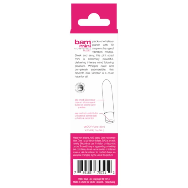 VeDO Bam Rechargeable Bullet Vibrator - 'Hot in Bed Pink'