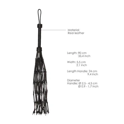 Saddle Leather With Barbed Wire Flogger Black One Size