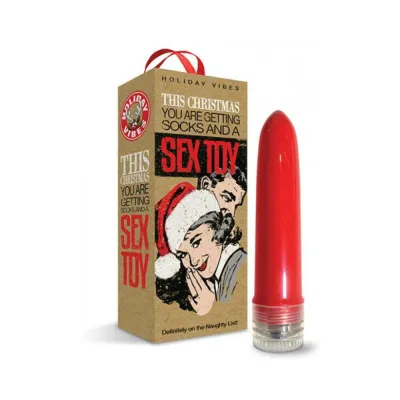 Naughty List Gift Socks And A Sex Toy 4 In Multi speed Vibe With Storage Bag