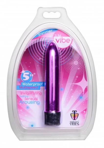 Classic Vibrators:  5 Inch Slim Vibe Packaged - Blue