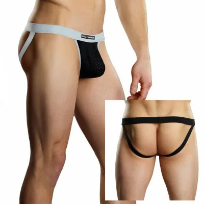 Male Power Athletic Mesh Sport Jock Black L XL