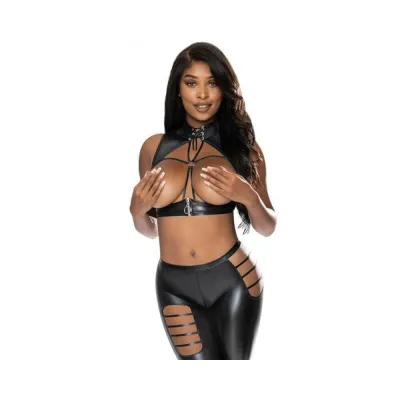 Magic Silk Liquid Onyx Open Vest Leggings Black S m