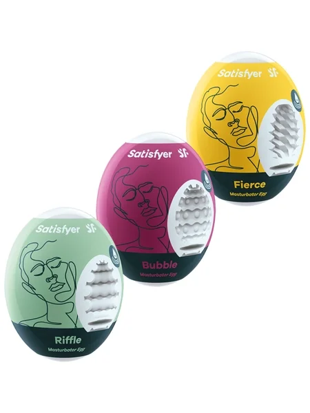 Satisfyer Masturbator Eggs Set Of 3 Riffle Bubble Fierce