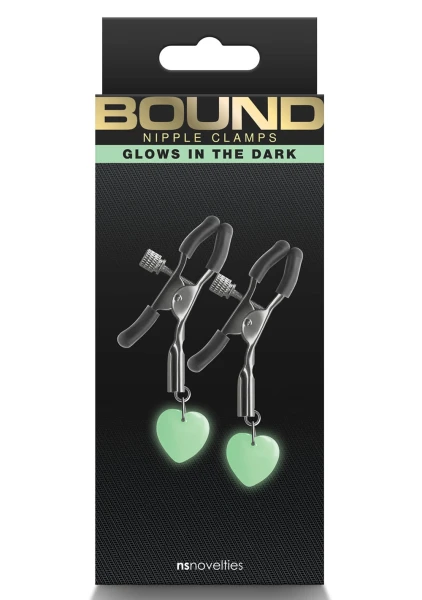 Bound Adjustable G3 Glow In The Dark Nipple Clamps by NS Novelties - Gunmetal
