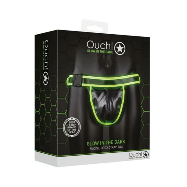 Ouch! Glow Buckle Jock Strap - Glow In The Dark - Green - S/m