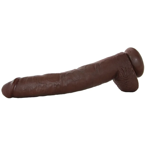 King Cock 14" Suction Cup Dildo With Balls - Chocolate