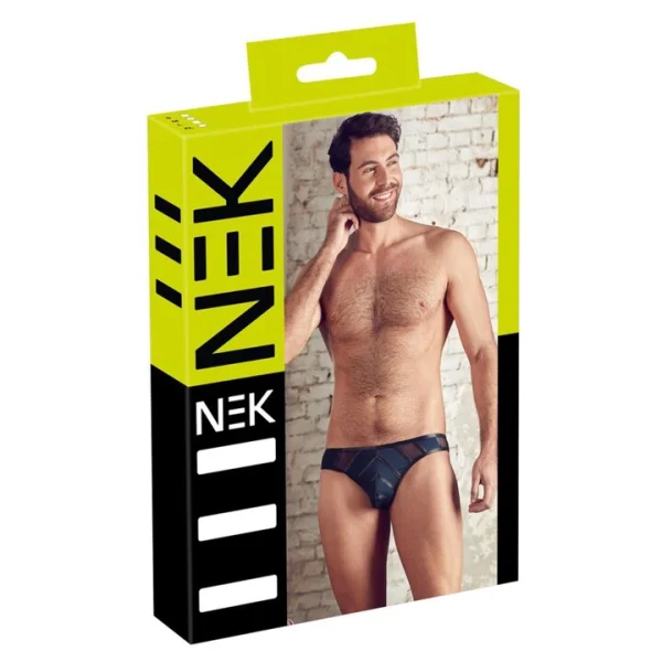 NEK Navy Wet Look Mesh Men's Briefs — image 4 of 4