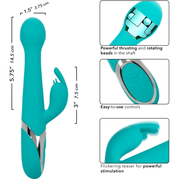 Enchanted Oscillate Rechargeable Silicone Dual Stimulation Vibrator With Thrusting, Rotating Beaded Head By CalExotics