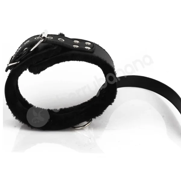 Cherry Banana Dare Black Faux Leather Bondage Collar