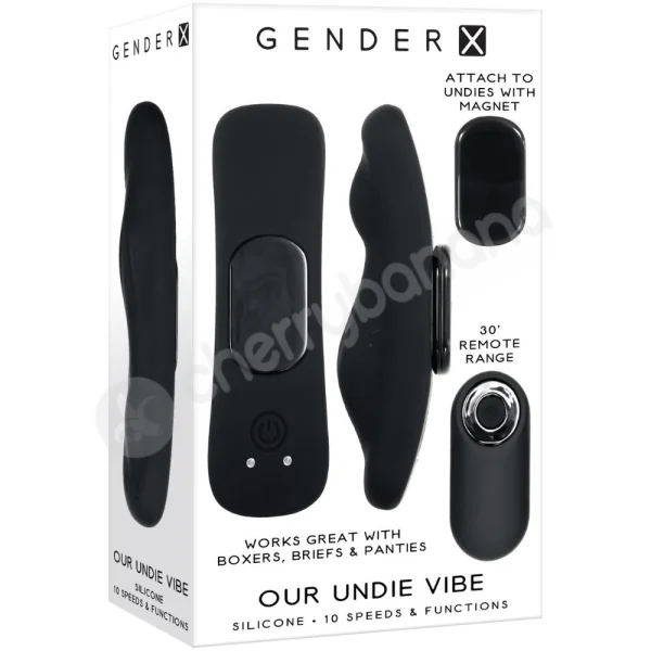 Gender X Our Undie Vibe Black Remote Control Underwear Vibrator With Magnetic Strip