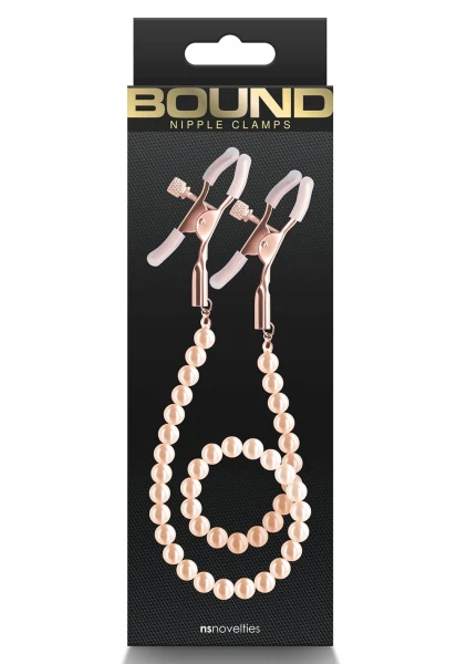 Bound Adjustable DC1 Pearl Chain Nipple Clamps by NS Novelties - Rose Gold