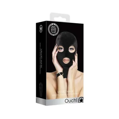 Ouch Velvet Velcro Mask With Eye And Mouth Opening