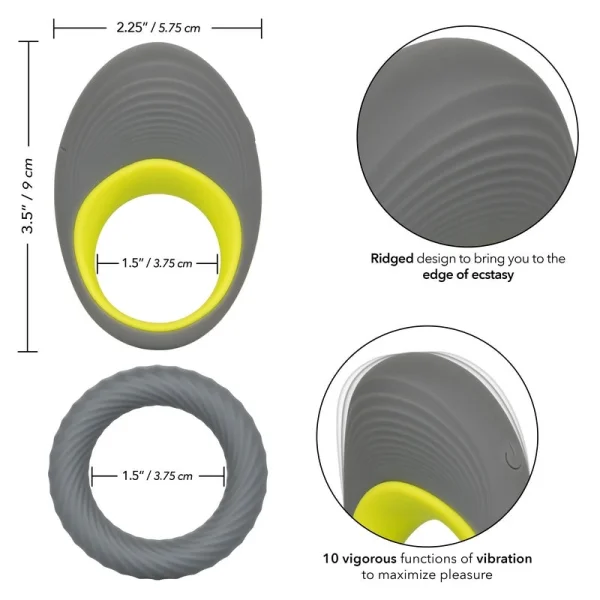 Link Up Edge Silicone Rechargeable Vibrating Cock Ring By CalExotics