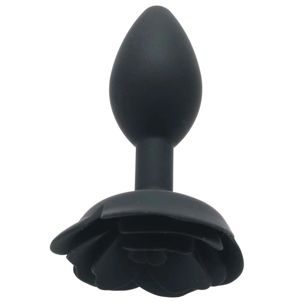 Forbidden Large Rose Silicone Butt Plug By CalExotics - Black