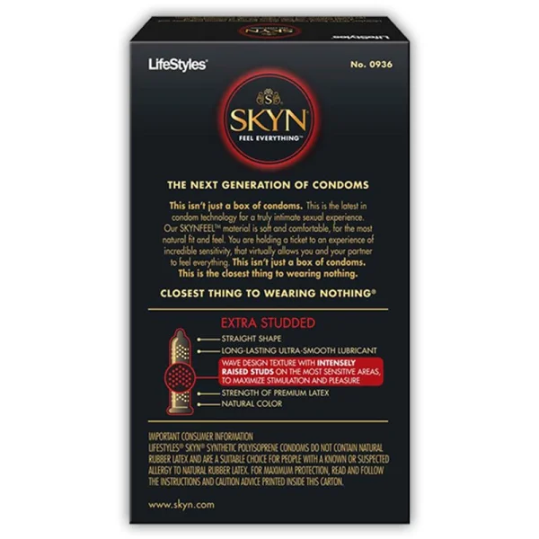 Lifestyles Skyn Extra Studded Latex-Free Condoms - 10 Pack