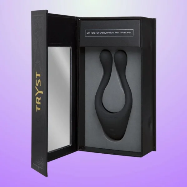 Tryst Multi Erogenous Zone Silicone Vibrator and Cock Ring - Black
