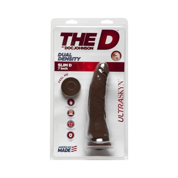 The D Thin D 7 inches Dual Density Brown Dildo
