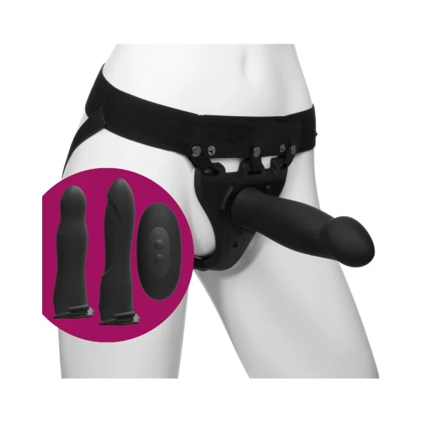 Body Extensions Hollow Strap-on 4-piece Set With Clitoral Vibrator Black