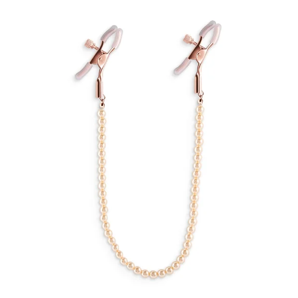 Bound Adjustable DC1 Pearl Chain Nipple Clamps by NS Novelties - Rose Gold & Pink