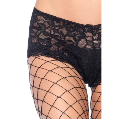 Fence Net Boy Short Pantyhose Queen Size Black