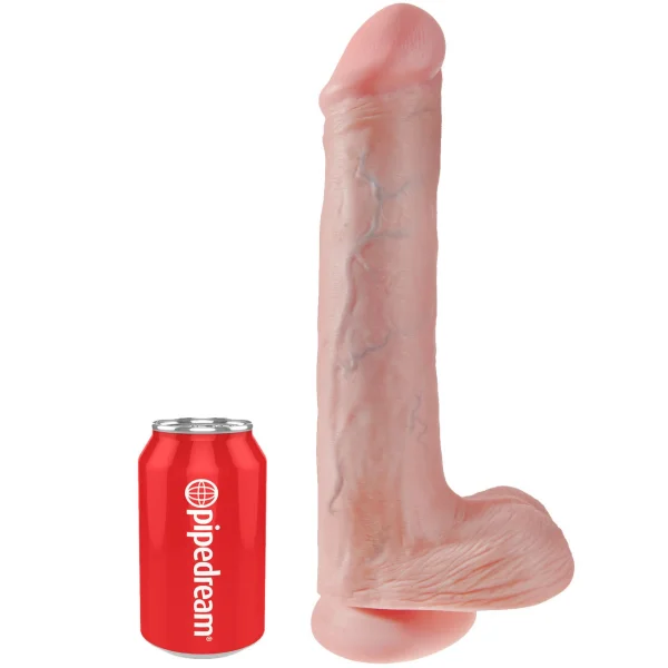 King Cock 13" Suction Cup Dildo With Balls - Vanilla