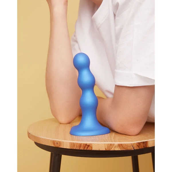 Strap-on-Me Hybrid Collection Ballsy Silicone Suction Cup Dildo - S Metallic Blue