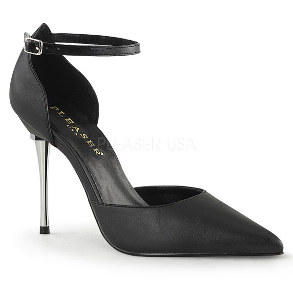 4 inches Metal Stiletto Heel Ankle Strap Pointed Toe d\'Orsay Pump — image 9 of 16