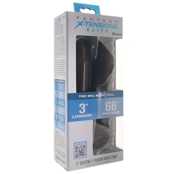 Fantasy X-tensions Elite Silicone 7" Penis Extension With Ball Strap & 3" Removable Extender  - Chocolate