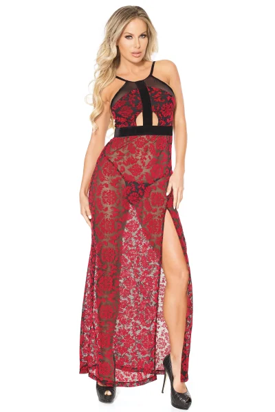 Velvet Jacquard Lace Lingerie Dress — image 9 of 16