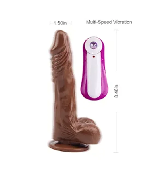 Vibrating Suction Cup Dildo - Brown - 8.5 Inch — image 16 of 16