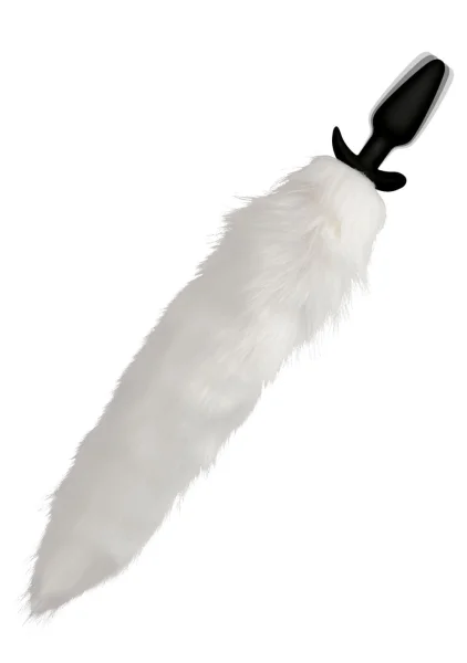 Vibrating White Fox Tail Slender Anal Plug