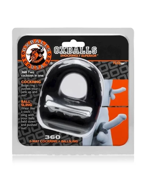 360 Cockring And Ballsling Black