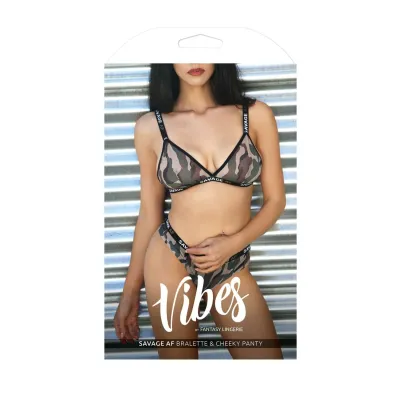 Savage Af Bralette and Cheeky Panty Forest Camo S m