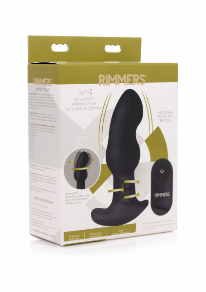 Gyro I 10X Curved Rimming Plug with RC - Black - Prostate Massage