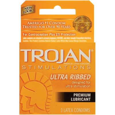 Trojan Condoms Ribbed Box of 3