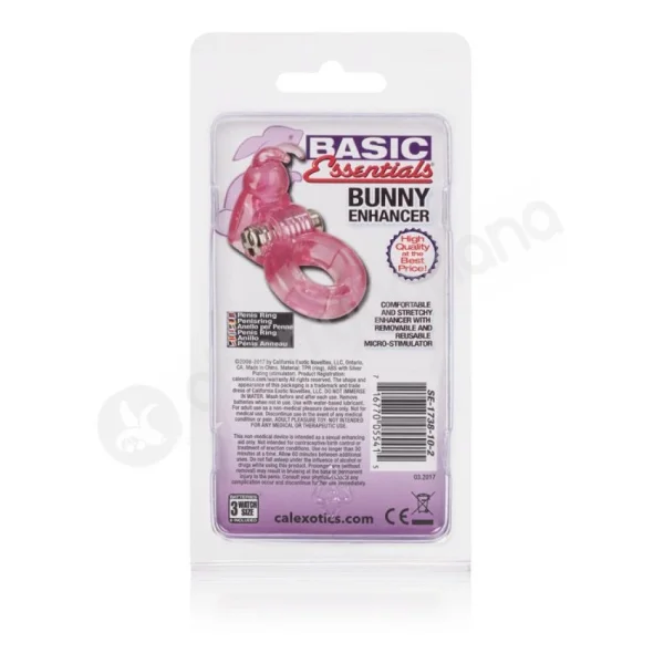 Basic Essentials Bunny Enhancer Pink Vibrating Cock Ring
