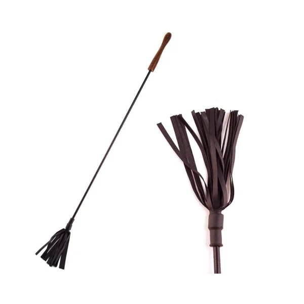 Rouge Leather Wooden Handle Riding Crop Black — image 6 of 7