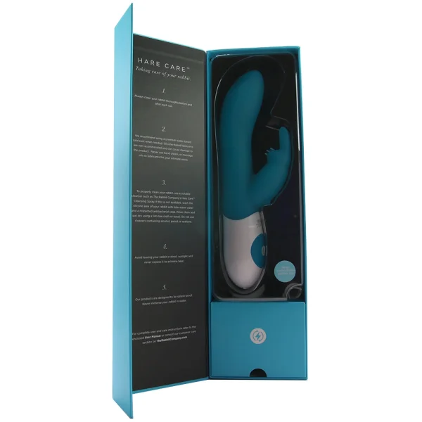 The Come Hither Rabbit XL Silicone Dual Stimulation Rechargeable Vibrator by The Rabbit Company -  Blue