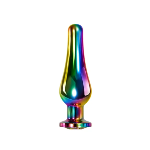 Evolved Rainbow Metal Plug - Medium Coloured 11.1 cm Medium Butt Plug with Gem Base