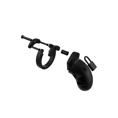 Shots Toys 3 5 Black Silicone Cock Cage with Metal Lock