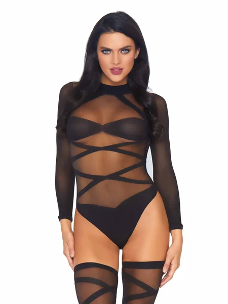 Sheer Criss Cross Teddy and Matching Thigh High Set — image 10 of 10