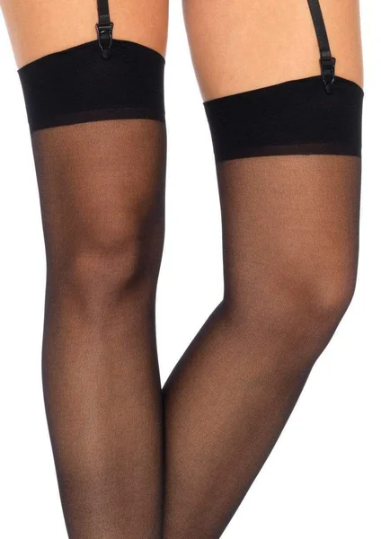 Black Sheer Thigh High Stockings - One Size and Queen Available — image 7 of 7