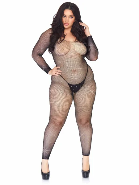 Leg Avenue Fishnet Rhinestone Crotchless Bodystocking — image 12 of 13
