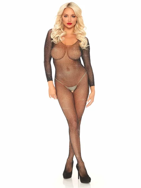 Leg Avenue Fishnet Rhinestone Crotchless Bodystocking — image 10 of 13